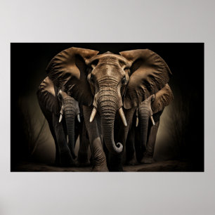 Poster Eléphant Wild Animal Portrait Nature Beauté
