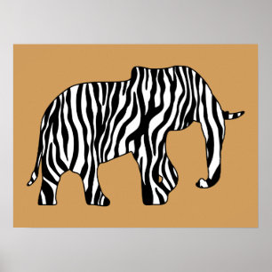 Poster Elephant with Zebra Stripes + your ideas