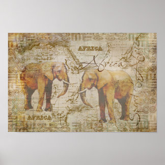 Poster Eléphants africains