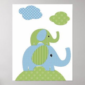 Poster Eléphants Art pour enfants Imprimer