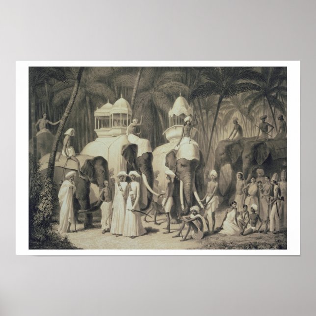 Poster Eléphants du Raja de Travandrum, de 'Voyage (Devant)