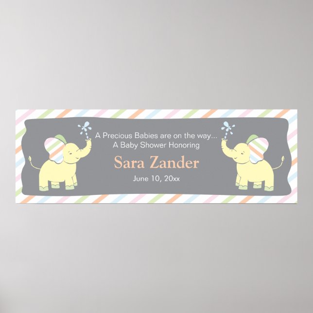 Poster Eléphants jumeaux pour bébés | Bannière Ping (Devant)