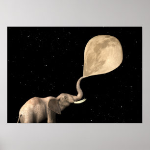 Poster Elephants Make Full Moon
