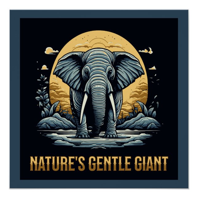 Poster Elephants Nature's Gentle Giant (Devant)
