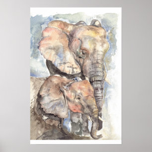Poster Éléphants pour aquarelle