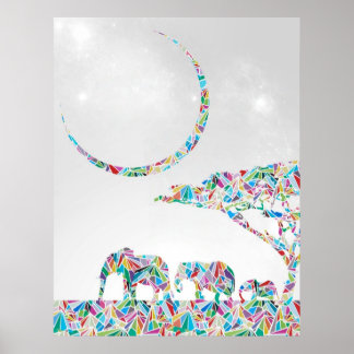 Poster Eléphants sur la Savannah