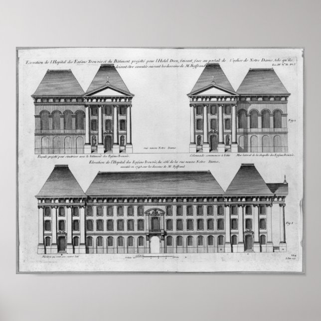 Poster Élévation de l'hôpital des Enfants Trouves (Devant)