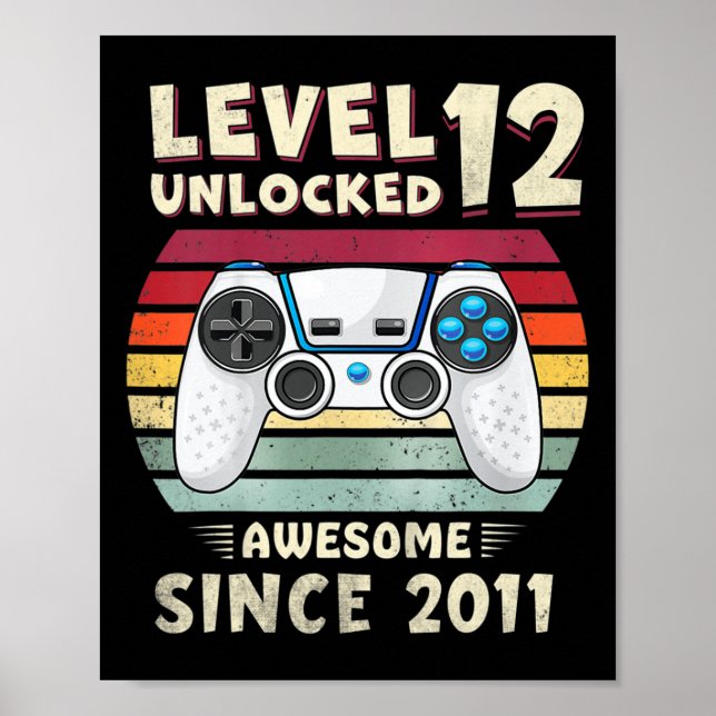 Poster Eleven 11yr Bday Boy Funny Gamer 11th 11 Year Old  (Devant)