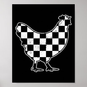 Poster Éleveur de poulets à carreaux Course de voiture po