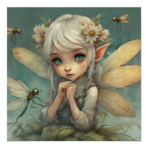 Poster Elfe et libellule 2