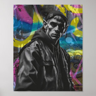 Poster Elfe Graffiti urbain