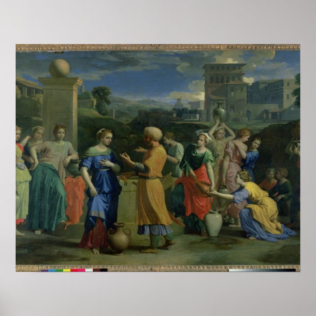 Poster Eliezer and Rebecca at the Well, 1648 (oil on canv (Devant)