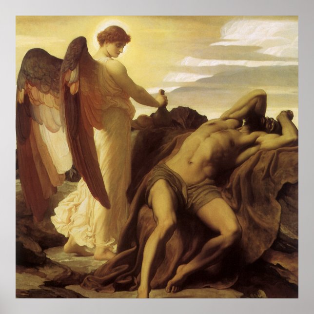 Poster Elijah en nature par Lord Frederic Leighton (Devant)