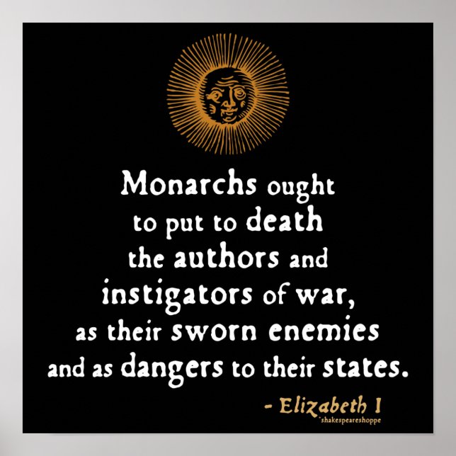 Poster Elizabeth I Citation sur la guerre (Devant)