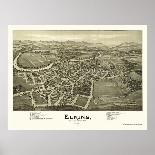 Poster Elkins, WV Panoramic Map - 1897 (Devant)