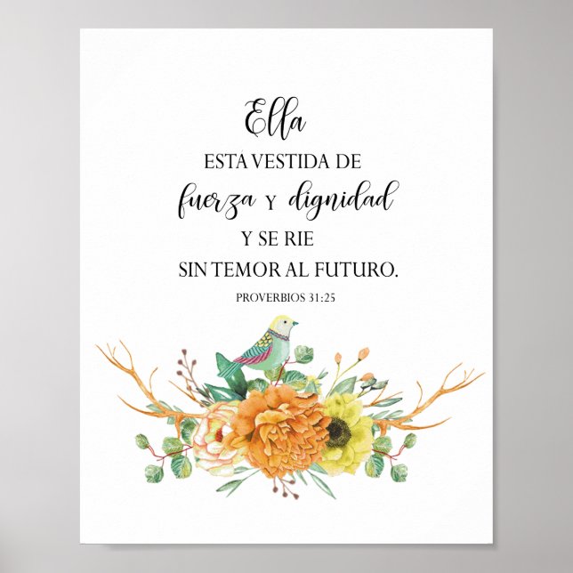 Poster Ella esta vestida de fuerza y dignidad Póster (Devant)
