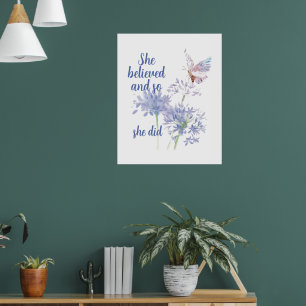 Poster « Elle a cru et donc Citation Motiveuse Papillon