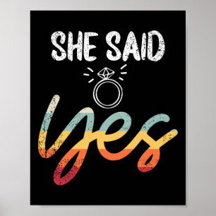 Poster Elle A Dit Oui Mariage Groom Fiance M. Engagé Enga