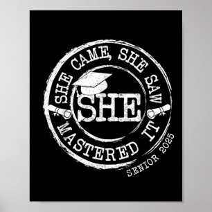 Poster Elle A Maîtrisé Il Maîtrise Diplôme Retro Cl