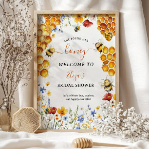 Poster Elle A Trouvé Son Fleur sauvage Miel Abeille Bienv