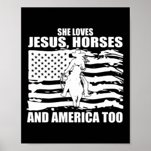 Poster Elle Aime Jésus Chevaux Et L'Amérique Trop Horseba