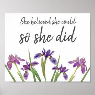 Poster Elle Croyait Qu'Elle Pourrait Aquarelle Violette F
