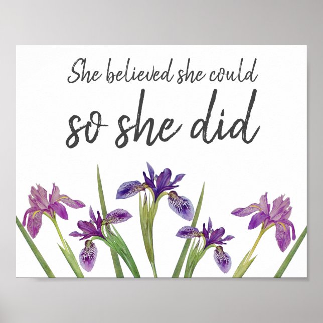 Poster Elle Croyait Qu'Elle Pourrait Aquarelle Violette F (Devant)