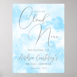 Poster Elle est au septième ciel Dreamy  Blue Baby Shower