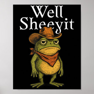Poster Elle est drôle la grenouille cowboy mème humour we