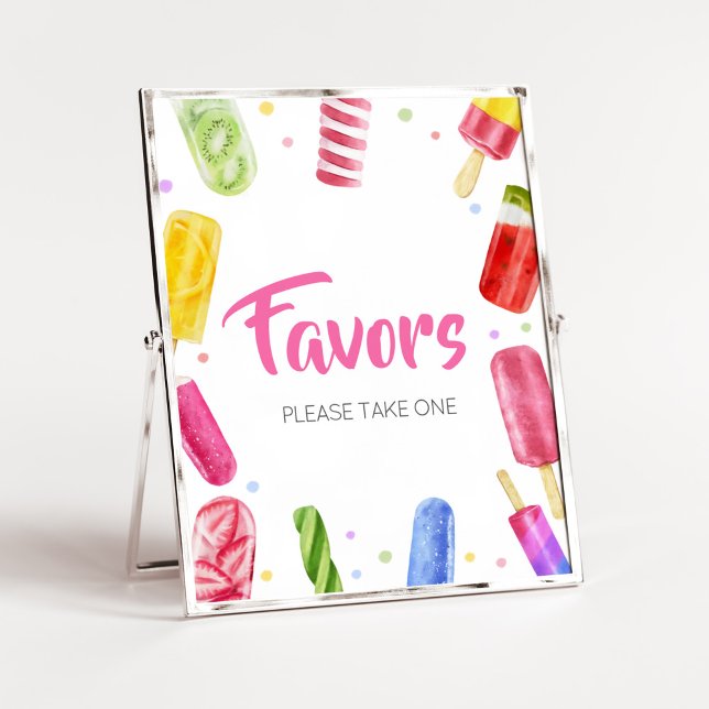 Poster Elle est prête à faire des Baby showers en faveur (Popsicle Baby Shower Favors Sign)
