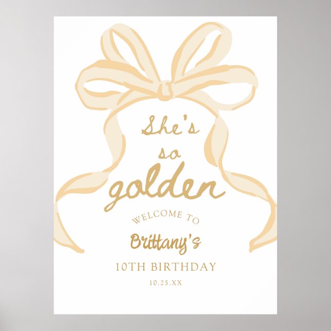 Poster Elle est si Golden Girl 10th Birthday Party Welcom (Devant)