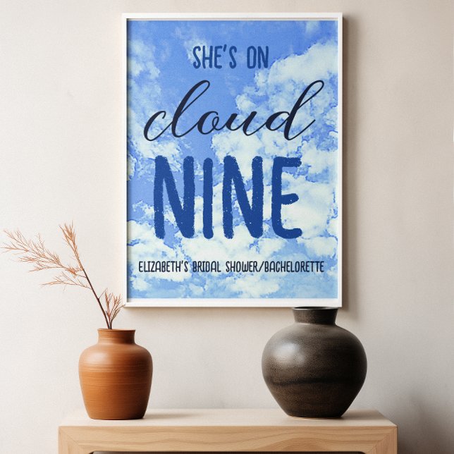 Poster Elle est Sur Cloud Nine ! Fête des mariées/Bachelo (Créateur téléchargé)