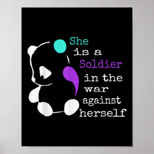 Poster Elle Est Un Soldat Semicolon Cadeau Prévention Sui