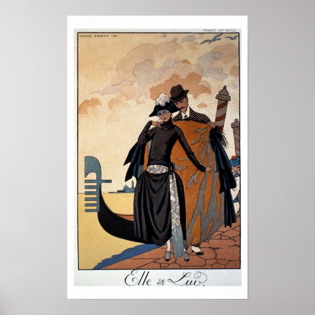 Poster Elle et Lui, Illustration de mode, 1921 (pochoir p (Devant)