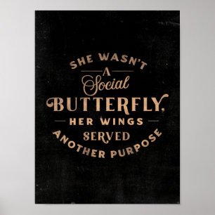 Poster Elle n'était pas un papillon social - Mignonne typ