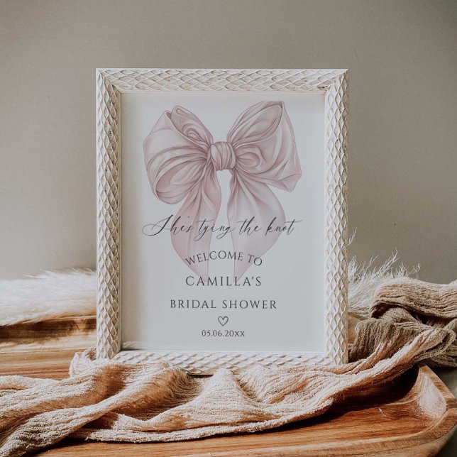 Poster Elle noue la Fête des mariées Knot Bow Bienvenue (Créateur téléchargé)