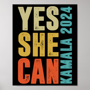 Poster Elle Peut Kamala 2024 Couleurs Rétro