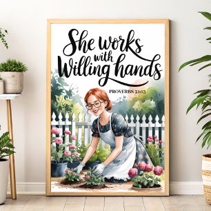 Poster Elle travaille avec Wands Hands Christian Wall Art
