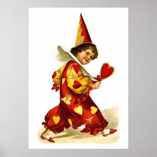 Poster Ellen H. Clapsaddle : Harlequin avec le coeur