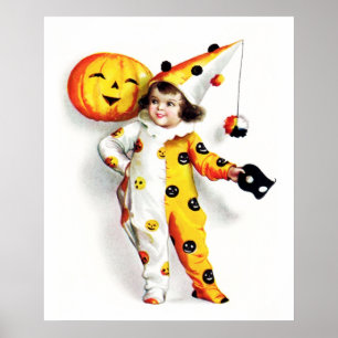 Poster Ellen H. Clapsaddle : Petit Arlequin Halloween