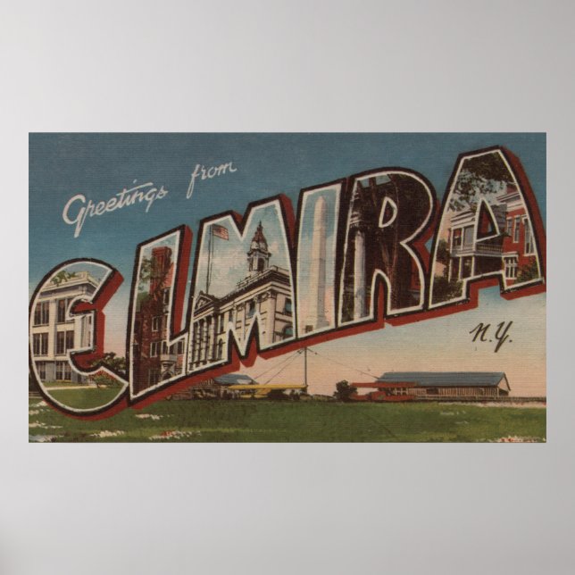 Poster Elmira, New York - Scènes de grandes lettres 2 (Devant)