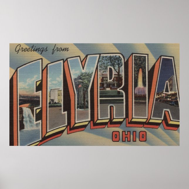 Poster Elyria, OhioGrandes lettres ScènesElyria, OH (Devant)