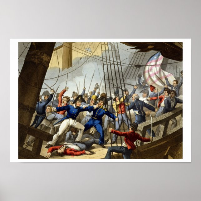 Poster Embarquement et prise du navire américain "Chesape (Devant)