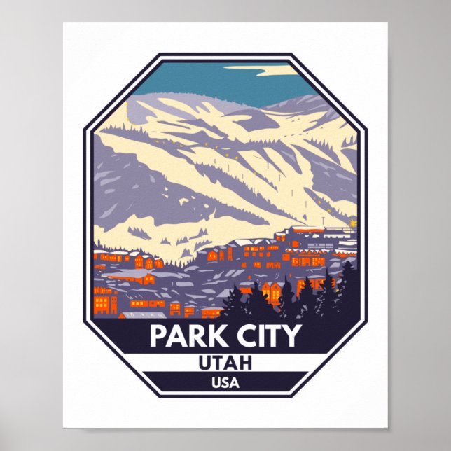 Poster Emblem de la région d'hiver de Park City Utah (Devant)