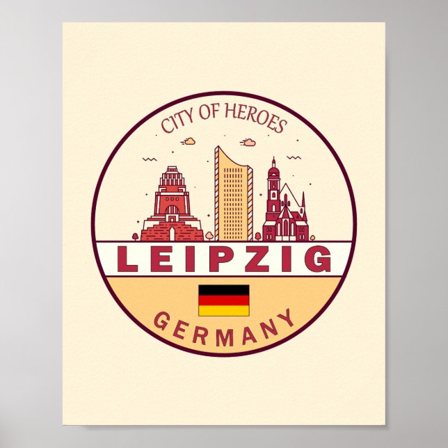 Poster Emblem Leipzig Allemagne City Skyline (Devant)