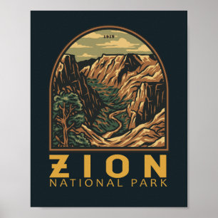 Poster Emblem rétro du parc national de Zion