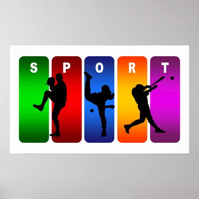 Poster Emblème de baseball multicolore (Devant)