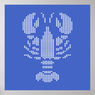 Poster Emblème de homard pixelisé en mosaïque