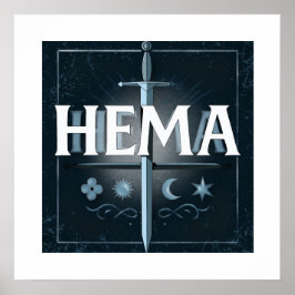 Poster Emblème d'épée médiévale HEMA – Style Graffiti Ble