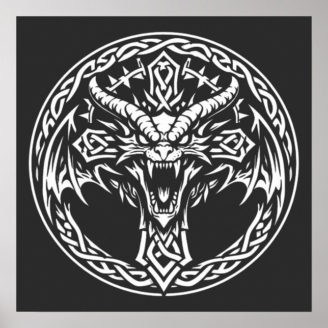 Poster Emblème Dragon Celtique par BurnsInHell (Devant)